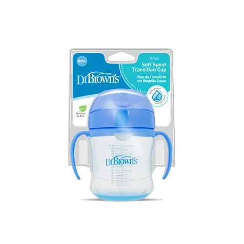 Dr Browns 180ml Soft Spout Transition Cup w Handles - Blue