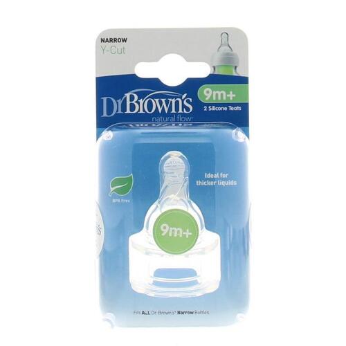 Dr Brown's Y-Cut Narrow Neck Bottle Nipples 9m+ 2pk 312GB