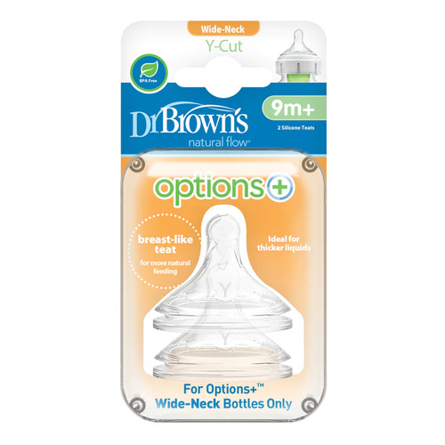 Dr Brown's Y-cut Wide Neck Bottle Teats 2pk WNY201GBX