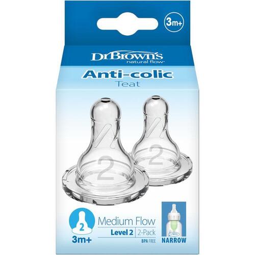 Dr Brown's Level 2 Narrow Neck Bottle Nipples 2pk 322