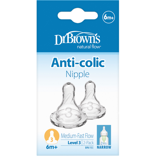 Dr Brown's Level 3 Narrow Neck Bottle Teats 2pk 332ANX
