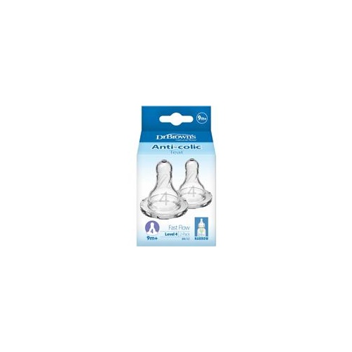 Dr Brown's Level 4 Narrow Neck Bottle Teats 2pk 313ANX