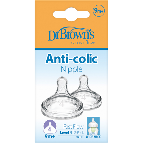 Dr Brown's Level 4 Wide Neck Bottle Teats 2pk WN4201ANX