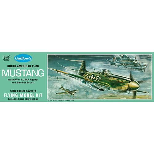 Guillow's North American P-51D Mustang 1:25 Scale Rubber Powered Flying Balsa Model Kit GUI-905