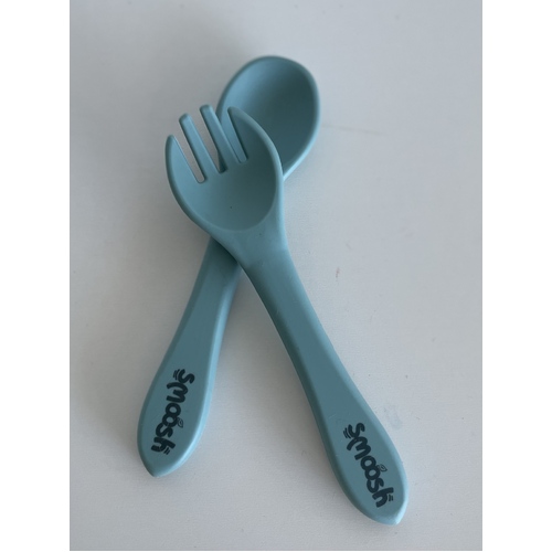 Smoosh Fork & Spoon Set - Assorted Colours [Colour: Teal]