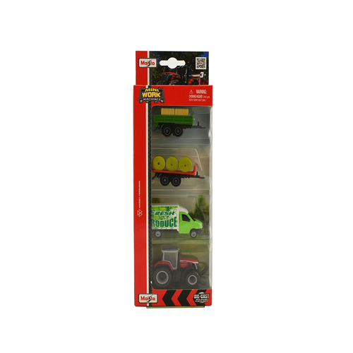 Maisto Mini Work Machines Farm Diecast Vehicle 4 Pack Set Assorted Colours; One Supplied 31256 **