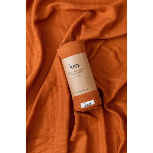Kiin Organic Cotton + Bamboo Swaddle Rust**