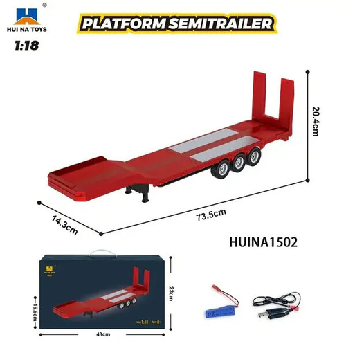 Huina 1:18 Scale R/C Attachment Flatbed Semi Trailer - Red HN1502-R