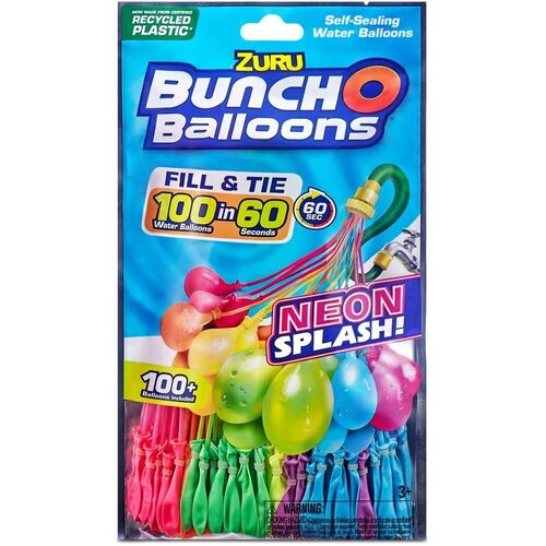 Bunch O Balloons Neon Splash 100+ Self-Sealing Water Balloons 3pk AZT56421