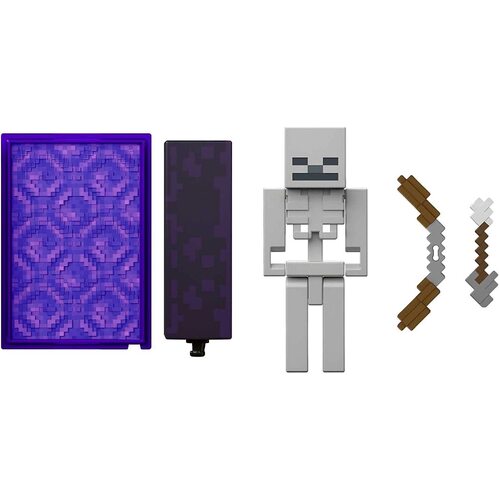 Minecraft Skeleton Action Figure 3.25" with 1 Build-a-Portal Piece & 1 Accessory GTP08