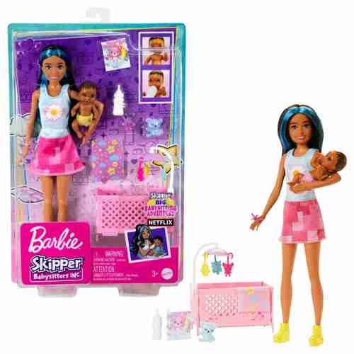 Barbie Skipper Babysitters Inc Doll and Accessories - Black/Blue Hair FHY97