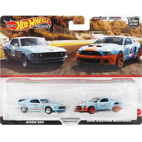Hot Wheels Premium Car Culture 2 Pack Ford Mustang Boss 302 & 2014 Custom Mustang HBL96