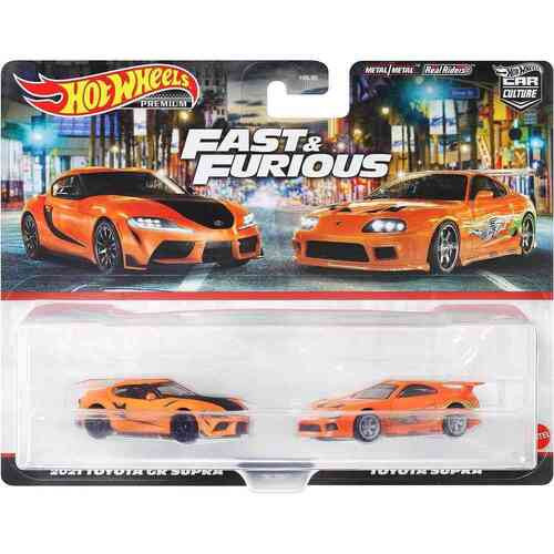 Hot Wheels Premium Car Culture 2 Pack Fast & Furious 2021 Toyota GR Supra & Toyota Supra HBL96