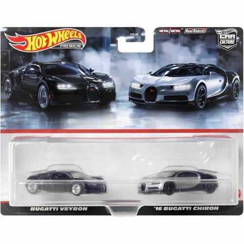 Hot Wheels Premium Car Culture 2 Pack Bugatti Veyron & '16 Bugatti Chiron HBL96