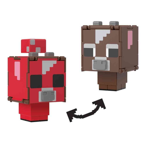 Minecraft 3.75" Flippin Figures 2 in 1 - Mooshroom + Cow MATHTL43
