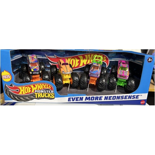 Hot Wheels Monster Trucks Even More Neonsense 4 Pack MATHLT73