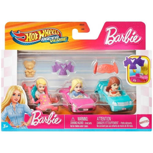 Hot Wheels RacerVerse Barbie Racers 3 Pack - Ken, Malibu and Teresa JDG45