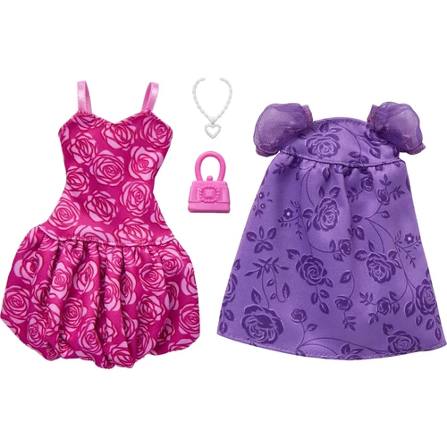 Barbie Style Fashion Clothes 2pk Floral Purple & Pink Dresses MATGWF04