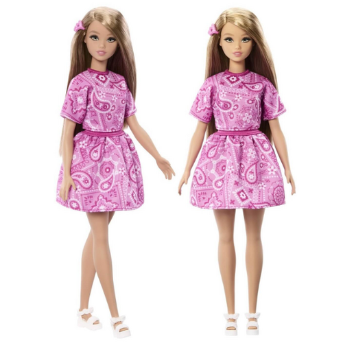 Barbie Fashionistas Style Doll #249 Pink Dress with Light Brown Hair MATFBR37
