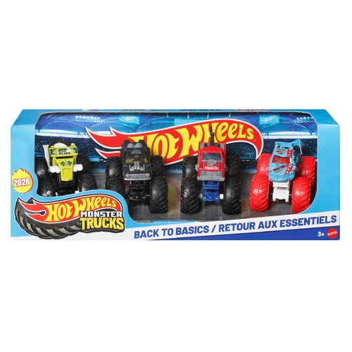 Hot Wheels Monster Truck Back to Basics 1:64 Vehicle 4 Pack HLT73