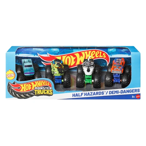 Hot Wheels Monster Trucks Half Hazards 1:64 Vehicle 4 Pack HLT73