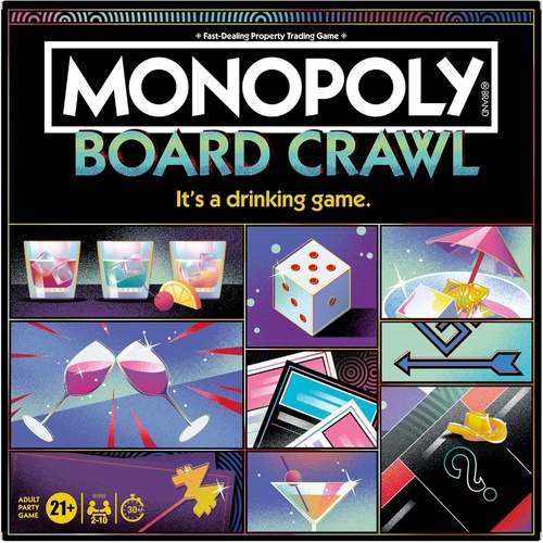Hasbro Gaming Monopoly Board Crawl Drinking Game For Adults 18+ G1298