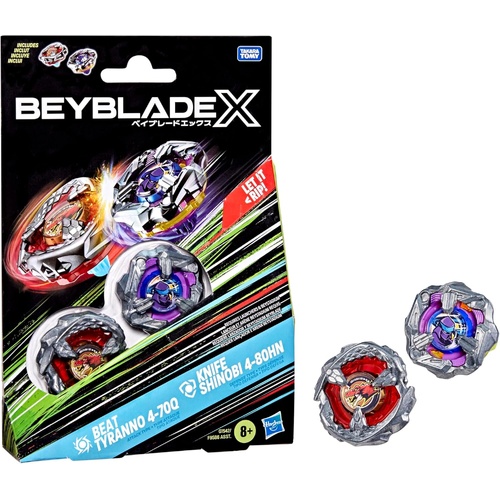 Beyblade X Beat Tyranno 4-700Q & Knife Shinobi 4-80HN Dual Pack F9586