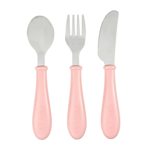 Beaba Stainless Steel Training Cutlery Set - Vintage Pink