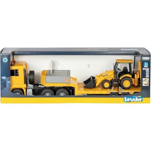 Bruder Commerical MAN TGA Low Loader Truck w/JCB Midi CX Backhoe Loader 1:16 Scale 01654