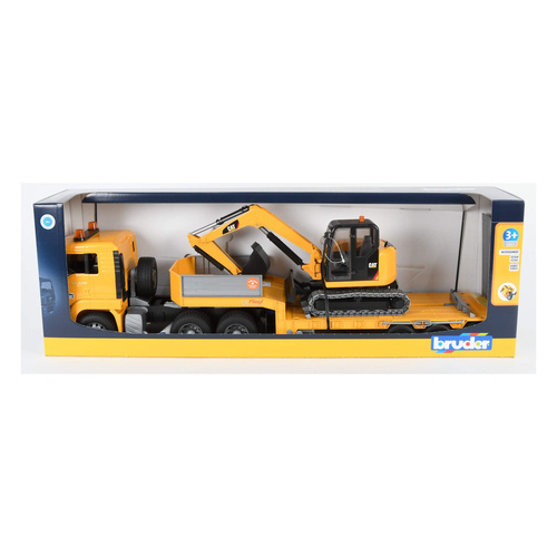 Bruder Commercial MAN TGA Low Loader with CAT Mini Excavator - Yellow Ltd Edition 01658