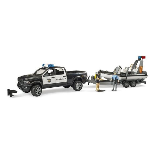 Bruder RAM 2500 Police Pickup with L+S Module, Trailer and Boat 02507