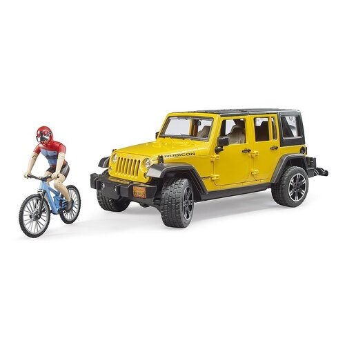 Bruder Jeep Wrangler Rubicon Unlimited with Mountain Bike & Cyclist 1:16 Scale 02543