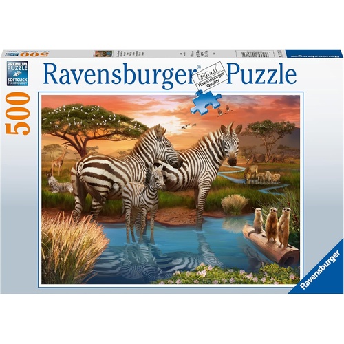 Ravensburger Zebras at Waterhole 500pc Jigsaw Puzzle RB00365