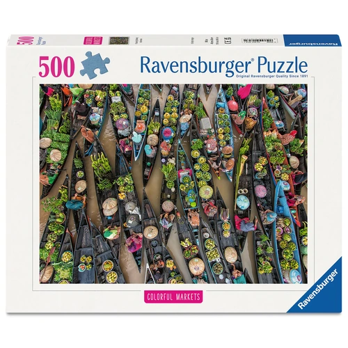 Ravensburger Colourful Floating Market, Indonesia 500pc Jigsaw Puzzle RB01813