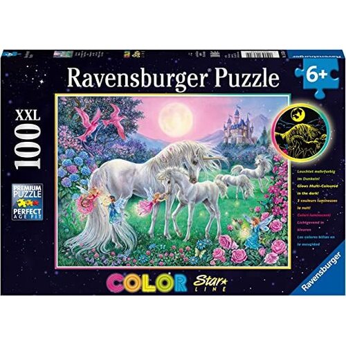 Ravensburger Unicorns in the Moonlight 100pc XXL Glow in the Dark Puzzle RB13670