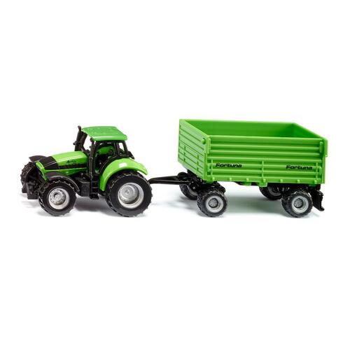 Siku Deutz-FAHR with Fortuna 4-wheel Trailer SI1606