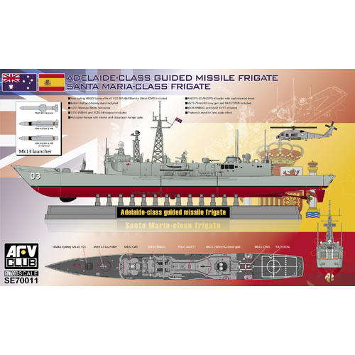 AFV Club Adelaide/Santa Maria Class Guided Missile Frigate 1:700 Scale Model Kit SE70011