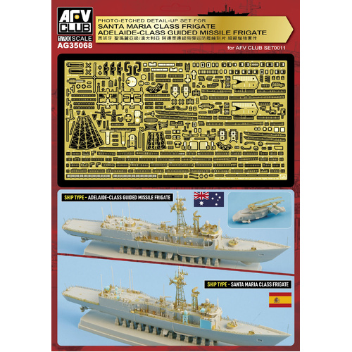 AFV Club Photo-Etched Detail-Up Set for Adelaide/Santa Maria Class Guided Missile Frigate 1:700 Scale AG35068