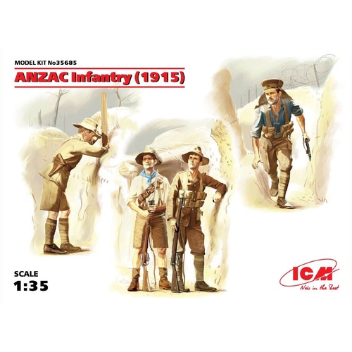 ICM ANZAC Infantry (1915) (4 Figures) 1:35 Scale Model Kit ICM35685