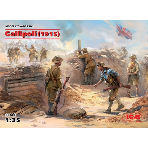 ICM Gallipoli (1915) ANZAC Infantry (4 figures), Turkish Infantry (4 figures) 1:35 Scale Model Diorama Kit ICMDS3501