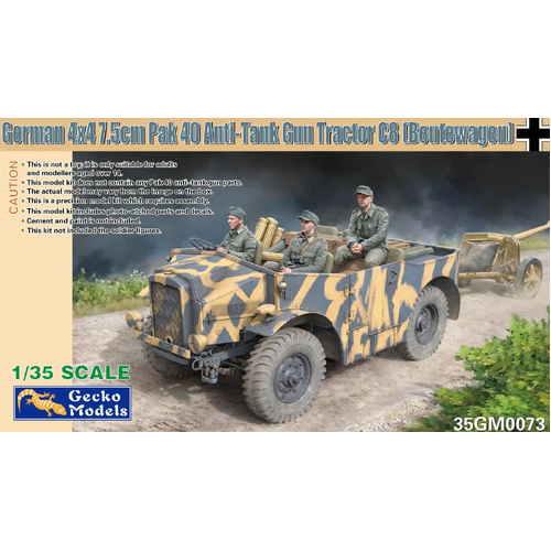 Gecko 1:35 Scale German 4x4 7.5cm Pak 40 Anti-Tank Gun Tractor C8 (Beutewagen) Model Kit GM35073