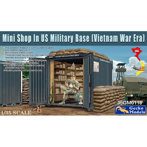 Gecko Mini Shop in US Military Base (Vietnam War Era) 1:35 Scale Model Kit GM35118