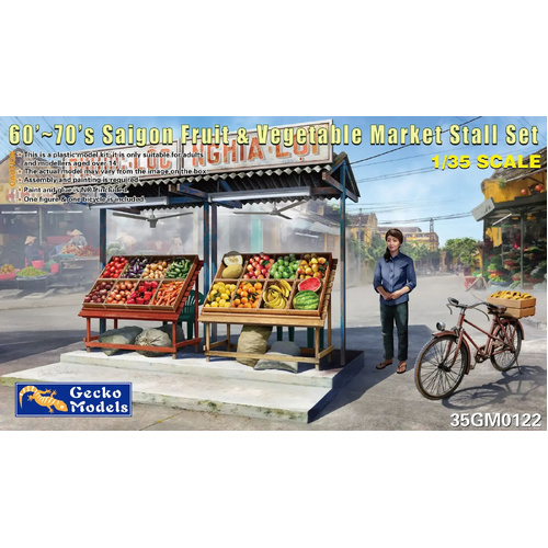 Gecko 1:35 Scale 60-70's Vietnamese Saigon Fruit & Vegatable Market Stall Model Kit GM35122