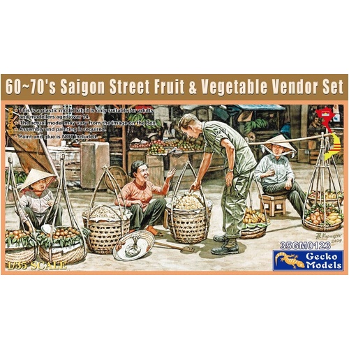 Gecko 1:35 Scale 60-70's Vietnamese Saigon Street Fruit & Vegetable Vendor Model Kit GM35123
