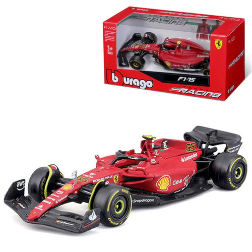 Bburago Ferrari Racing 2022 F1 75 Carlos Sainz #55 Scale 1:43 Diecast 36832S
