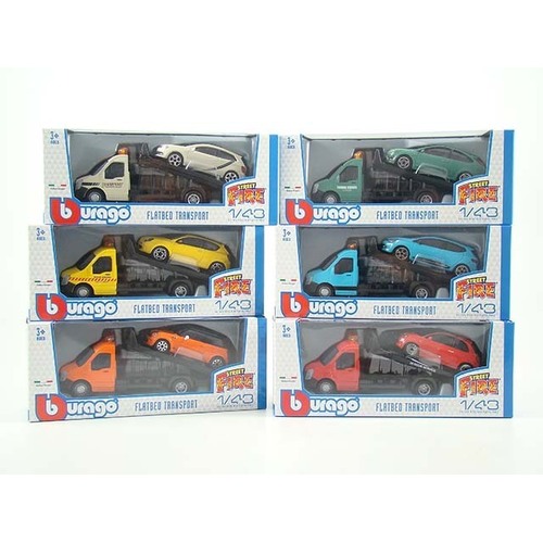 Bburago Flat Bed with Car 1:43 Scale Diecast Model Assorted Colours 31400