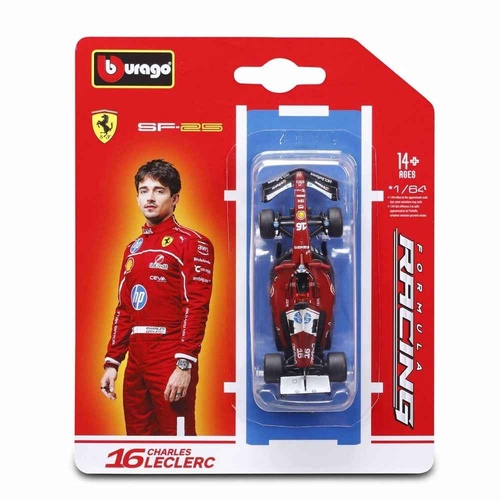 Bburago 2025 Ferrari SF-25 Formula 1 #16 Charles Leclerc 1:64 Scale Diecast 60165