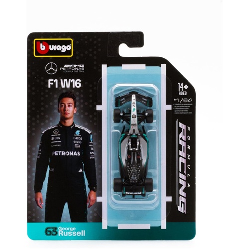 Bburago 2025 Mercedes-AMG Formula 1 #63 George Russel 1:64 Scale Diecast Vehicle 60165