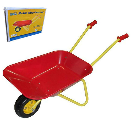 Little Blokes Metal Red Wheelbarrow for Kids 240634