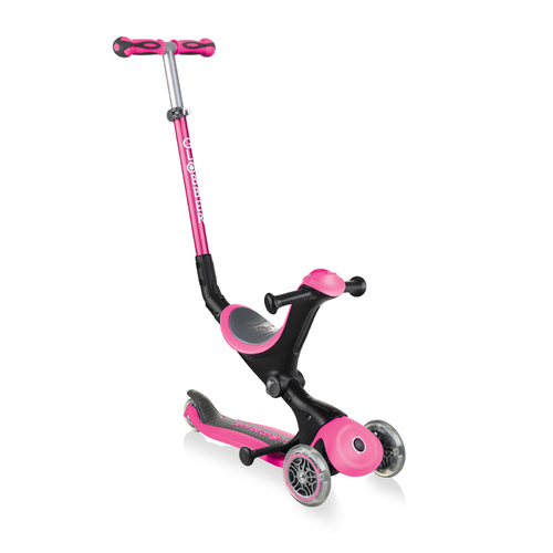Globber GO UP Deluxe Three Wheel Scooter Push Along - Deep Pink 644-110